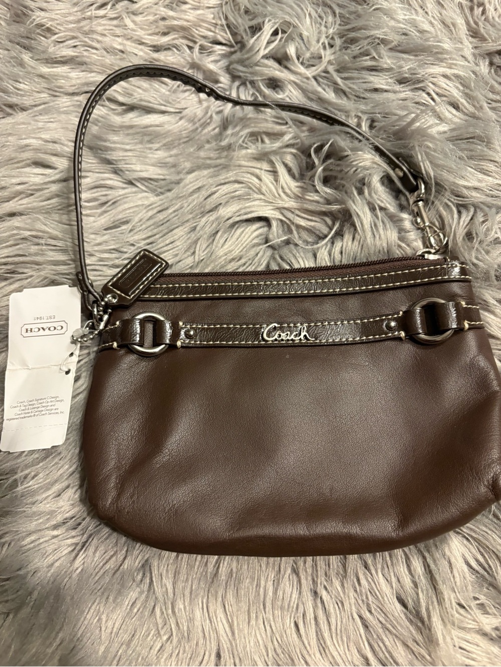 Coach Chocolate Brown Leather Shoulder Bag with Silver Hardware